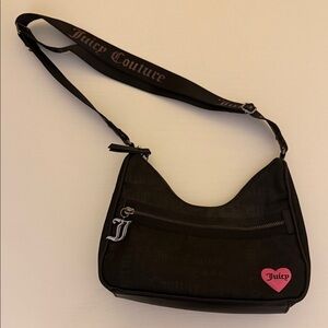 Juicy Couture Black and Pink Iridescent Shoulder Bag with Adjustable Straps